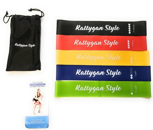 Rattygan Style Resistance Exercise Loop Bands Set with Instruction Manual and Carry Bag