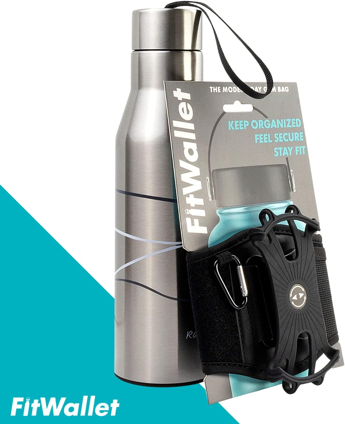 FitWallet™ Water Bottle Phone Holder & Sleeve | Strap Carrier & Pouch for Gym, Running, Hiking, Travel | Gym Bag Alternative Holds Phone, Keys & Accessories