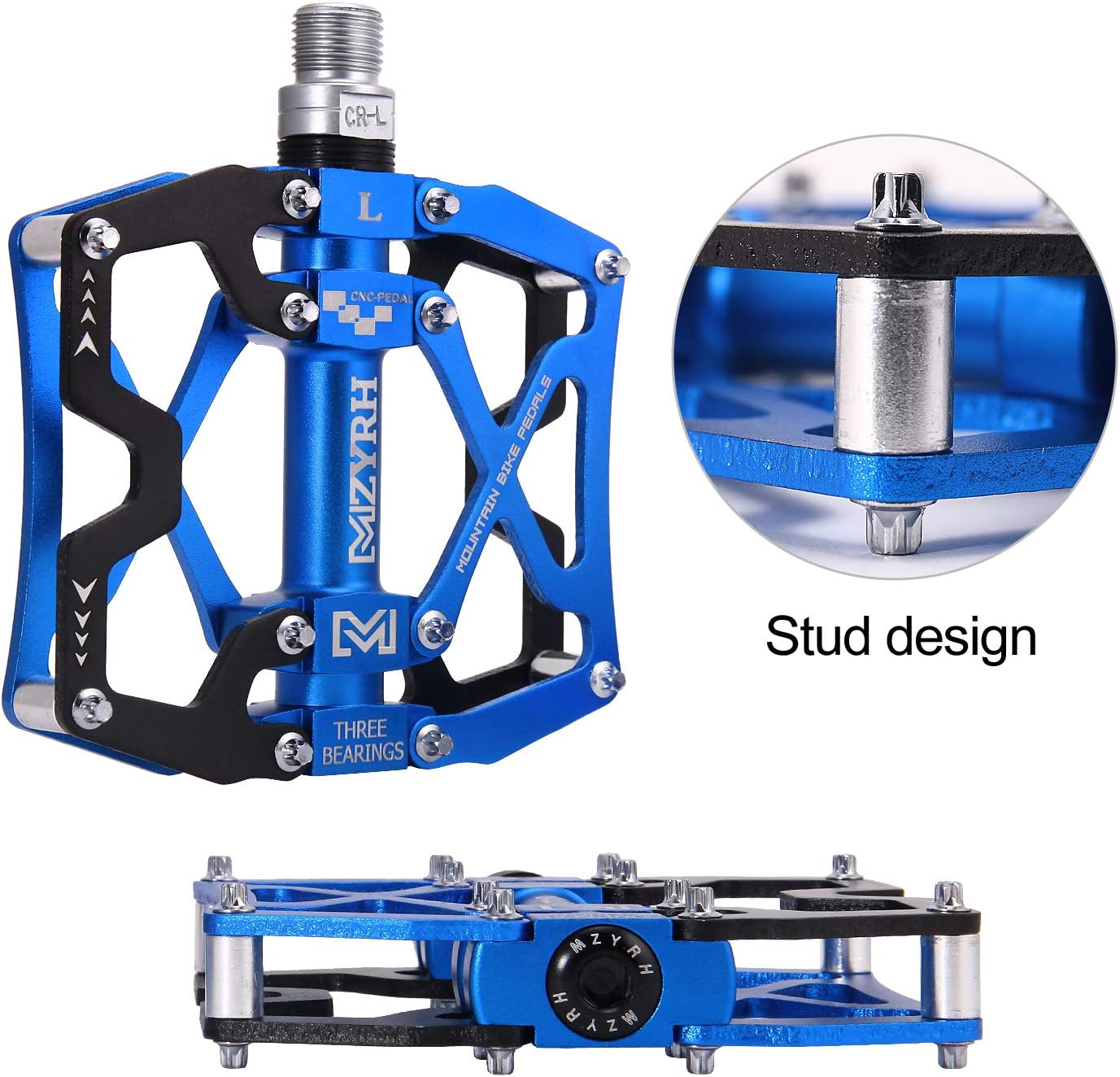 Mountain Bike Pedals, Ultra Strong Colorful CNC Machined 9/16" Cycling Sealed 3 Bearing Pedals