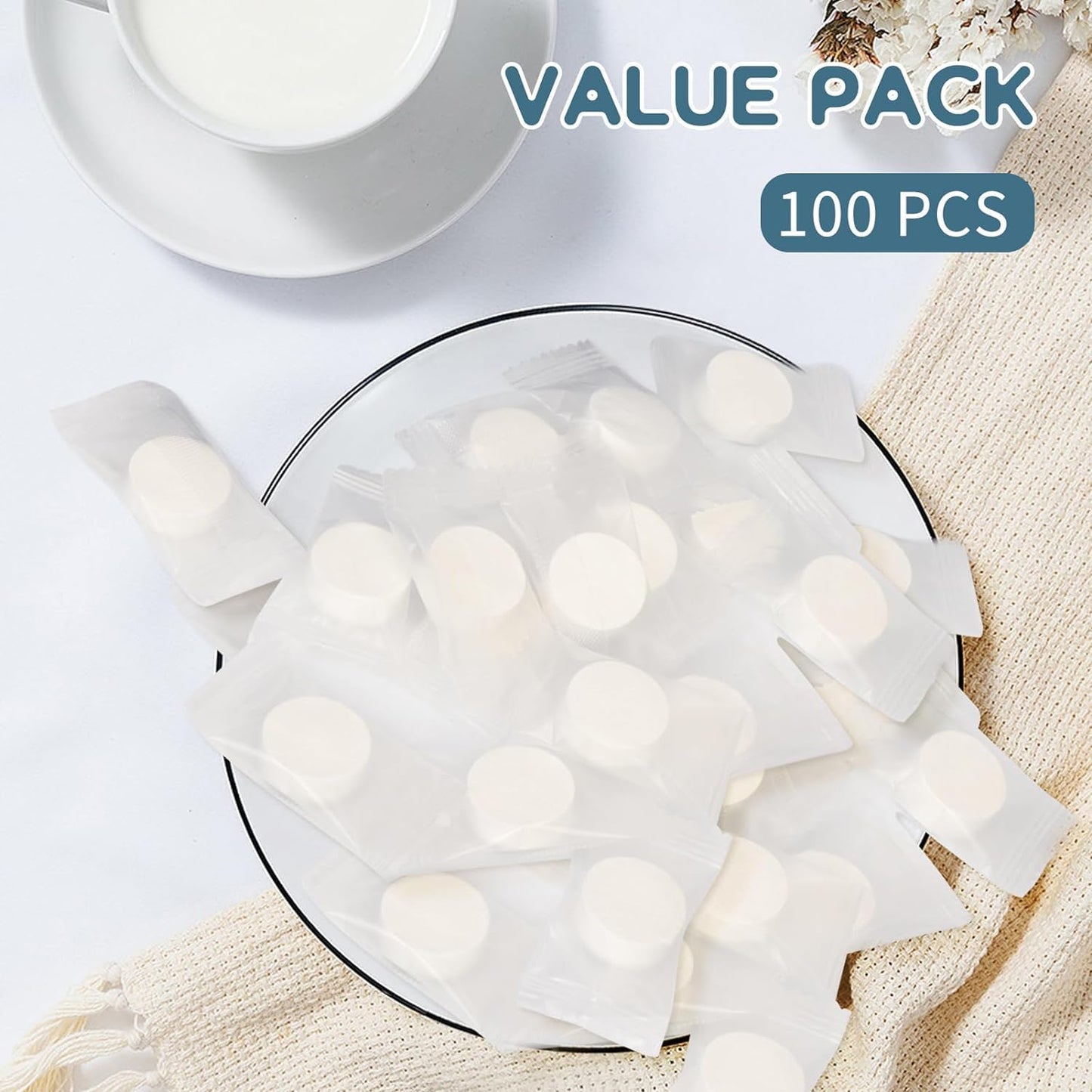 365 LOTS 100 PCS Compressed Towel, Mini Tablets Disposable Portable Face Towel Cotton Coin Tissue for Travel, Camping, Hiking, Sport, Beauty Salon, Home Hand Wipes and Other Outdoor Activities