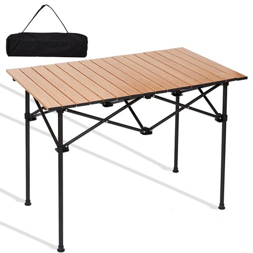 SHANQUAN Camping Table Roll up Table, Fold up Lightweight Compact, 2-4 Person Portable Roll up Aluminum Table with Carry Bag for Outdoor, Camping, Picnic, Backyards, BBQ