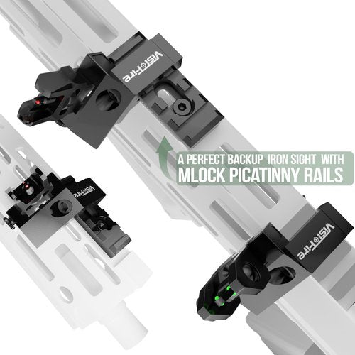 Visiofire 45 Degree Offset Iron Sights| Flip Up Fiber Optic Sights with Red Green Dots| Tool-Free Adjustable Back Up Canted Iron Sights Rapid Transition