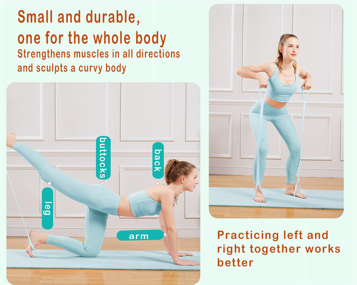 Figure 8 Resistance Band, Arm Back Shoulder Exercise Elastic Rope Stretch Fitness Band, Foot, Leg, Hand Stretcher, Arm Exerciser for Yoga Pilates Stretching Physical Therapy, Home Gym Workout(Pink)