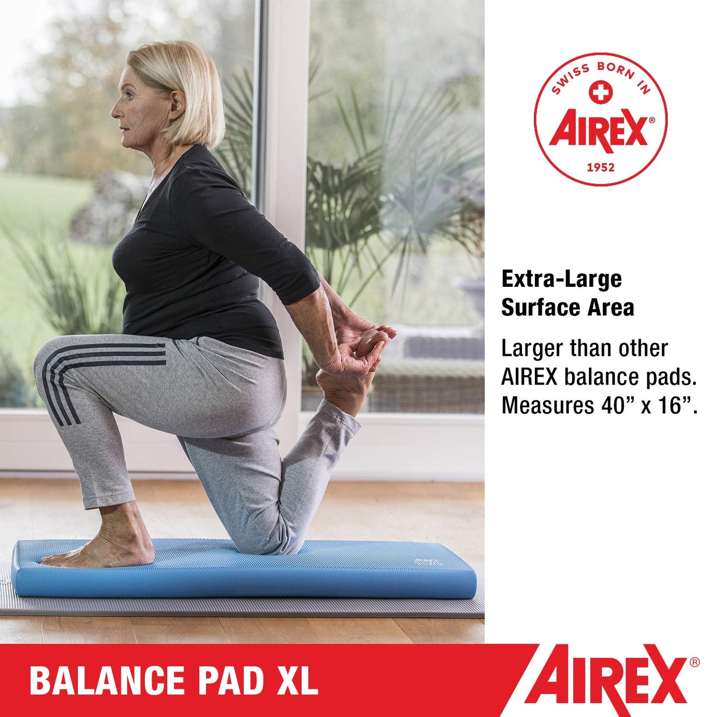 Airex Balance Pad Foam Board Stability Cushion Exercise Trainer for Balance, Stretching, Physical Therapy, Mobility, Rehabilitation and Core Strength Training 16 x 20 x 2.5, Blue