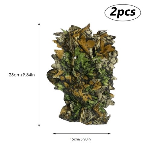 SXAOZYRS 2-Piece Set Ghillie Camouflage 3D Leafy Full Face Mask Camo Hunting Gloves, Turkey Camo Hunter Hunting Accessories for Turkey Hunting Fishing Hunting Tactical Camouflage