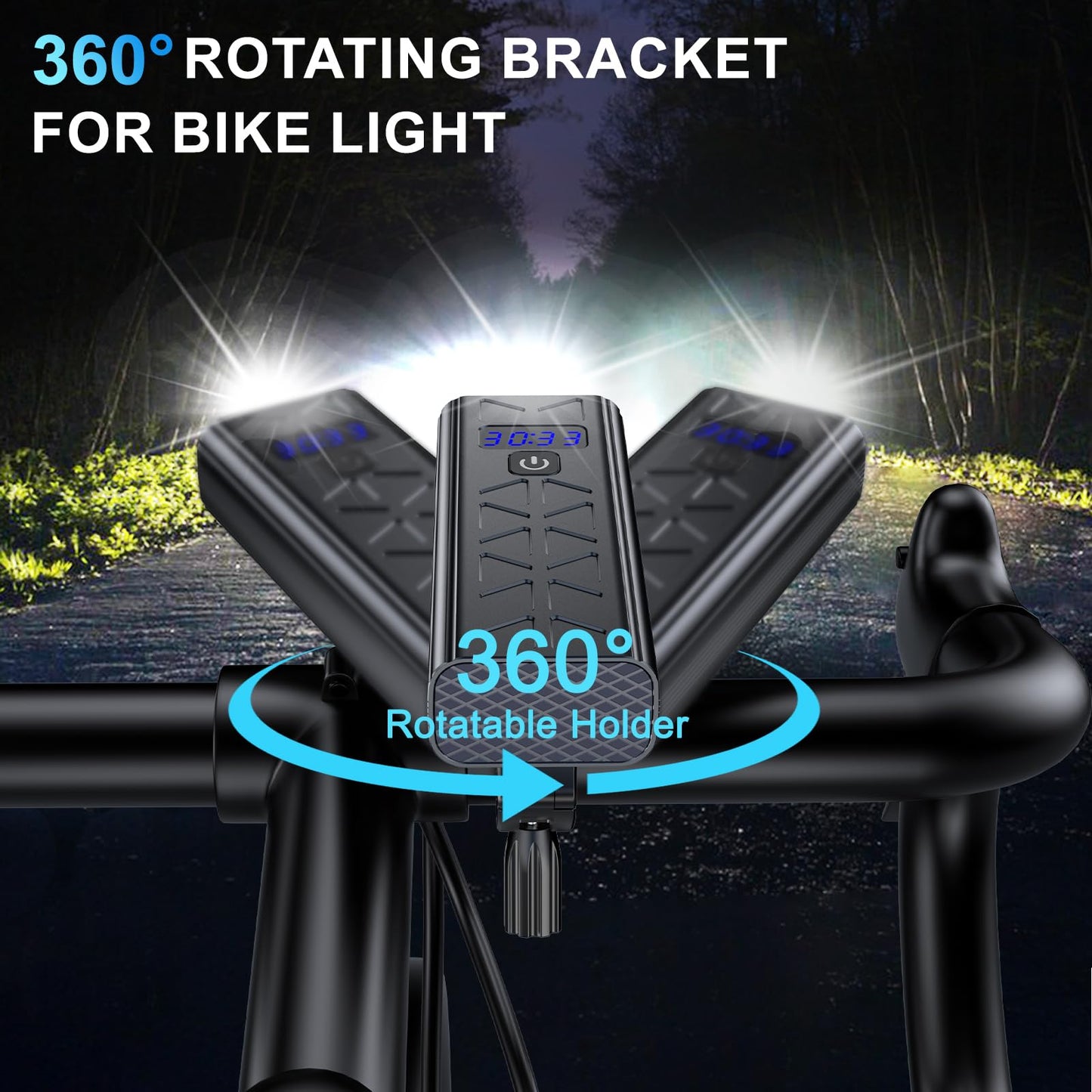 3600 Lumens Bike Lights, 8* LED Bike Light, 9600 mAh USB-C Rechargeable Bicycle Headlight with 5＋4 Light Modes, IPX6 Waterproof Bicycle Lights for Mountain Road Cycling Commuting Night Safety