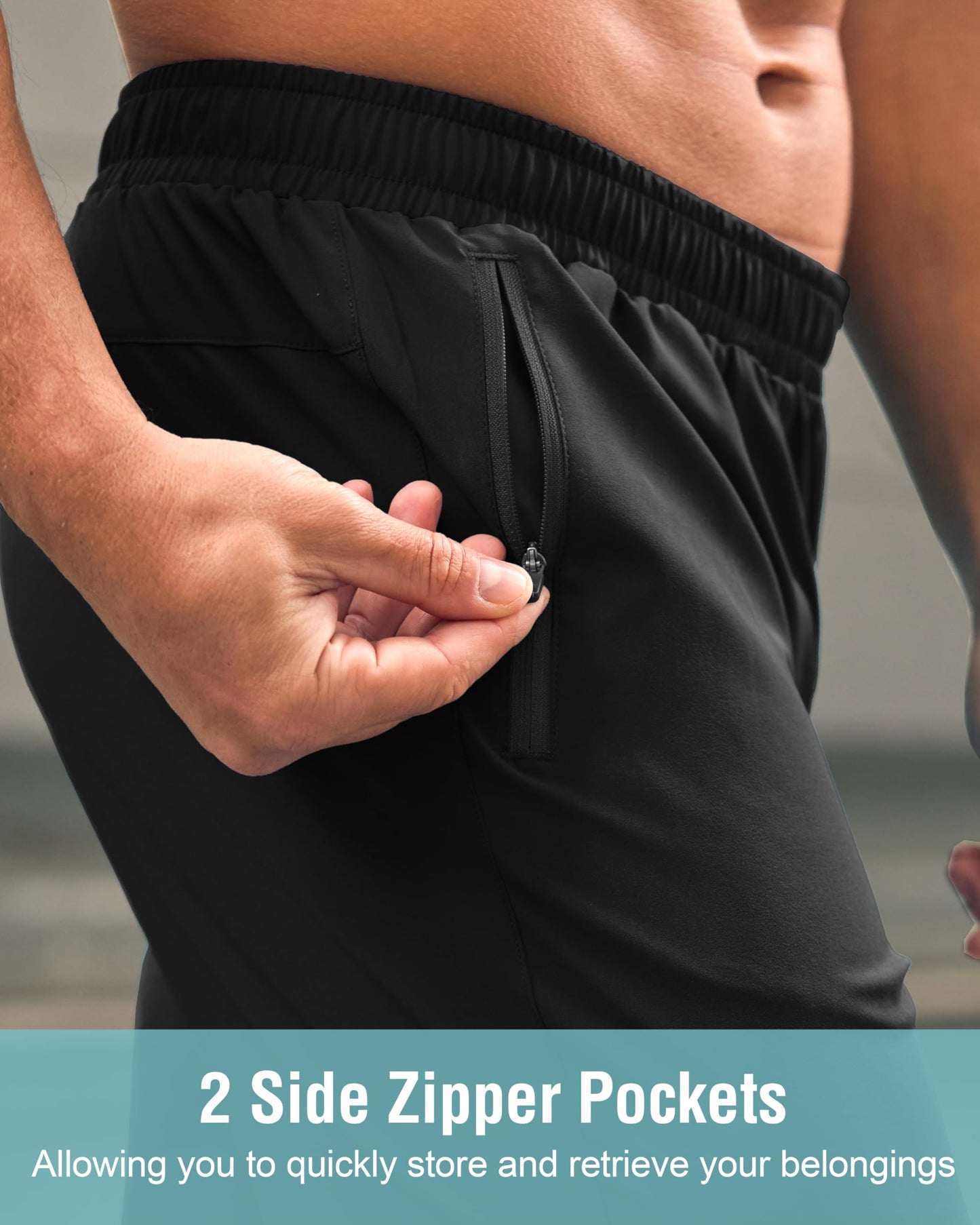 G Gradual Men's Athletic Running Shorts with Zipper Pockets Quick Dry 7"/ 5"/ 9" Workout Gym Shorts for Basketball Hiking(Black,9XXL)