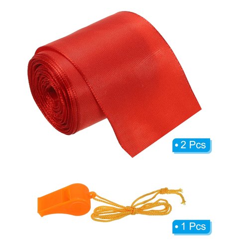 PATIKIL Finish Line Satin Ribbon 26ft x 2in, 2 Pack Polyester Fabric Tape with Whistle for Outdoor Athletics Sprint Running Race Sport