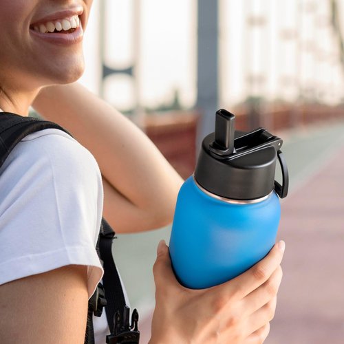 Soledea Straw Lid for Hydro Flask Wide Mouth, Lids with Straw for Hydroflask 12 16 18 20 32 40 oz Wide Mouth, Replacement Cap Wide Mouth Accessories Flip Lid Flex Handle