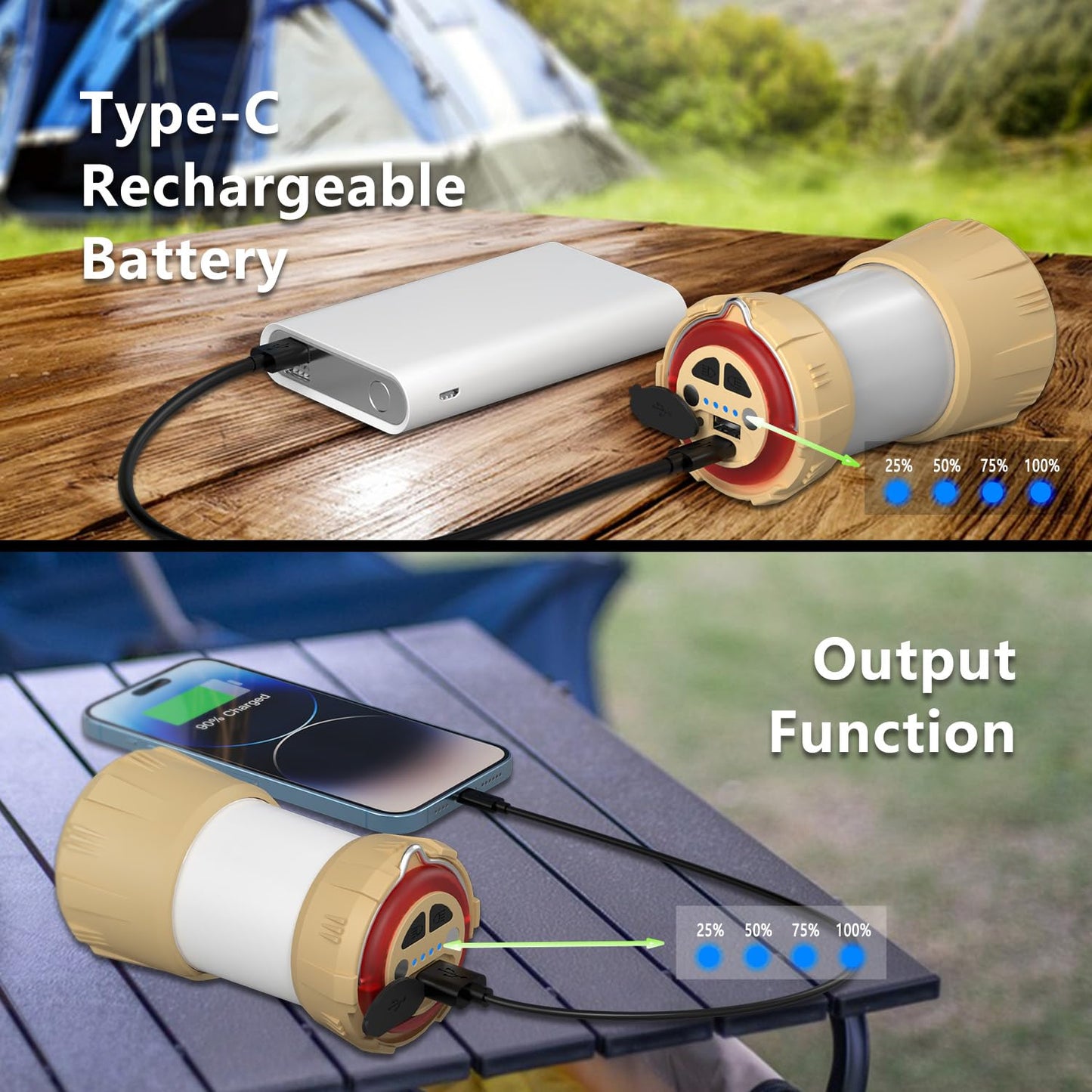 AROPEEN LED Camping Lantern Rechargeable, 9 Light Modes, Waterproof & Dustproof Camping Light, Perfect Lanterns for Power Outages Camping, Hiking, Mountain Climbing, Fishing, Maintenance (1-Pack)