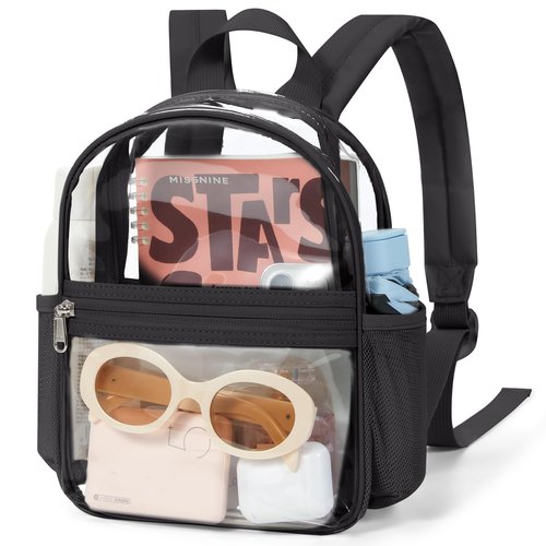 Missnine Clear Mini Backpack Stadium Approved, Thick PVC Mini Clear Bag for Sport Events, Concert, Festival