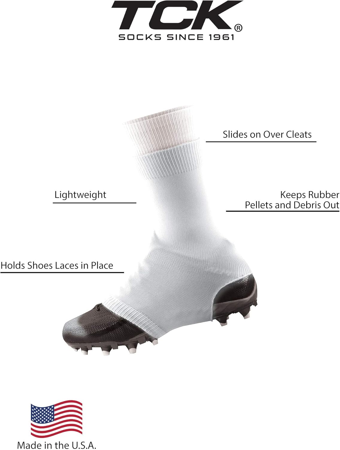 TCK Football Spat Cleat Covers - Lace Covers Youth and Adult Sizes for Boys Girls Men Women Soccer
