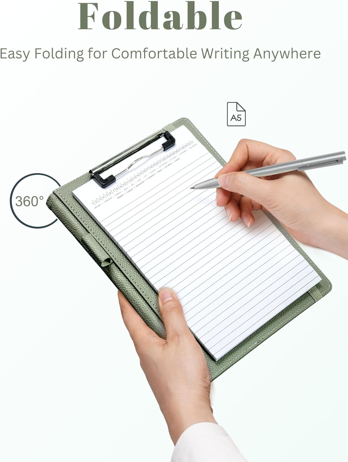 Small Clipboard Junior Padfolio Folio 7 x 9 Writing Pad Refillable, Mymazn Faux Leather Folder A5 for Notepad Legal pad 5 x 8 Junior Size Portfolio (Black)