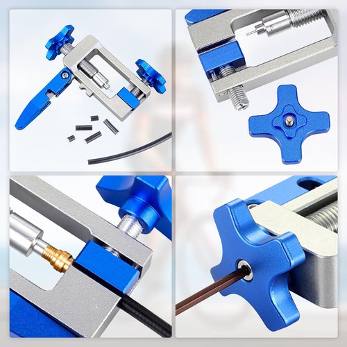 HSOKEW Bike Hydraulic Brake Kit, Bicycle Needle Insertion Tool Bike Hydraulic Disc Brake Hose Line Cutter and Needle Barb Driver Head Brake Lines Tubing Entry Device (PRO-04 + Olive Connector)