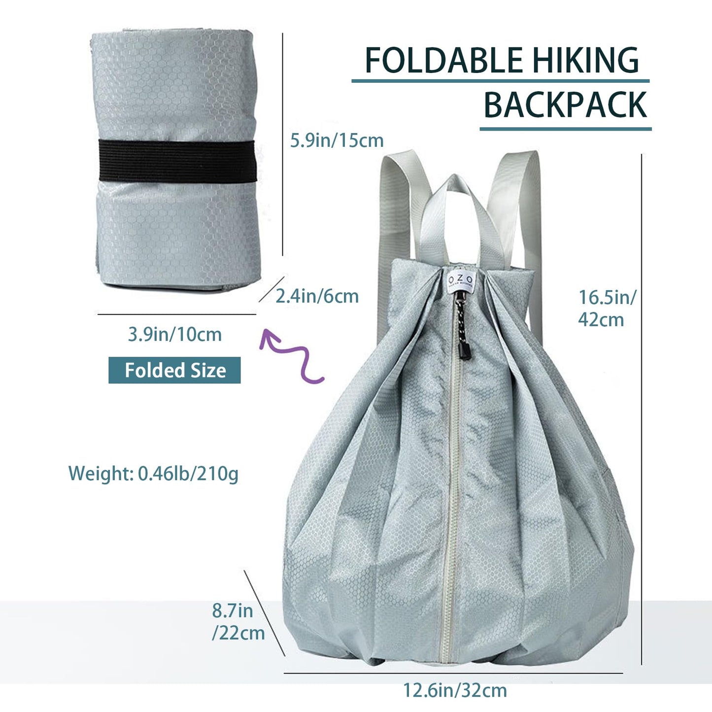 HCWENZH Hiking Backpack Foldable,Small Daypack Lightweight Packable Backpack Travel Casual Shoulder Bag for Women Men (Black)