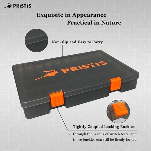 Pristis 4pcs Tackle Trays, 10.1"L 3600 High Strength Plastic Lure Storage, Container with Removable Dividers, Portable Tool Box for Hardware Fitting & Fishing Parts, Adjustable Compartment Organizer