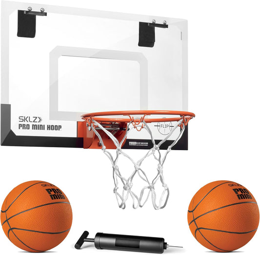 SKLZ Pro Mini Indoor Basketball Hoop - Over The Door – Portable - Great For Home, Dorms, Offices, and Gifts