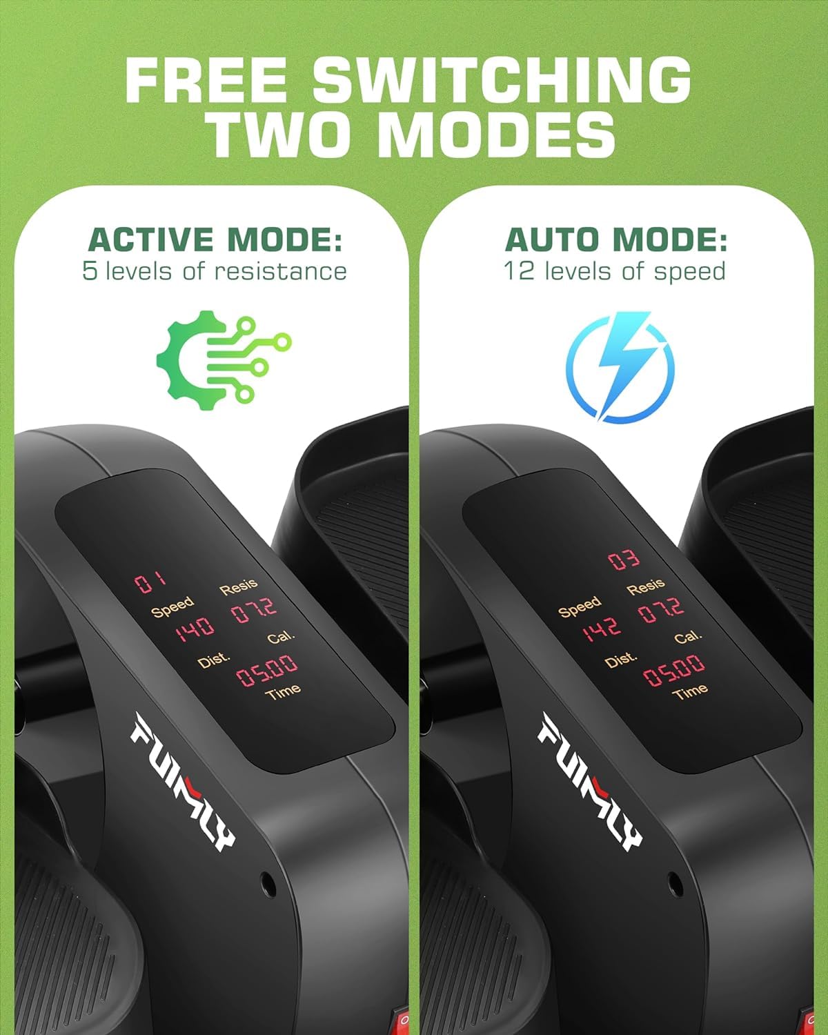 FUNMILY Under Desk Elliptical Machine with Large LCD Display, Remote Control & Non-Slip Foot Straps – Quiet Magnetic Resistance, 100% Pre-Assembled – Ideal for Seniors, Adults & All Ages (Black)