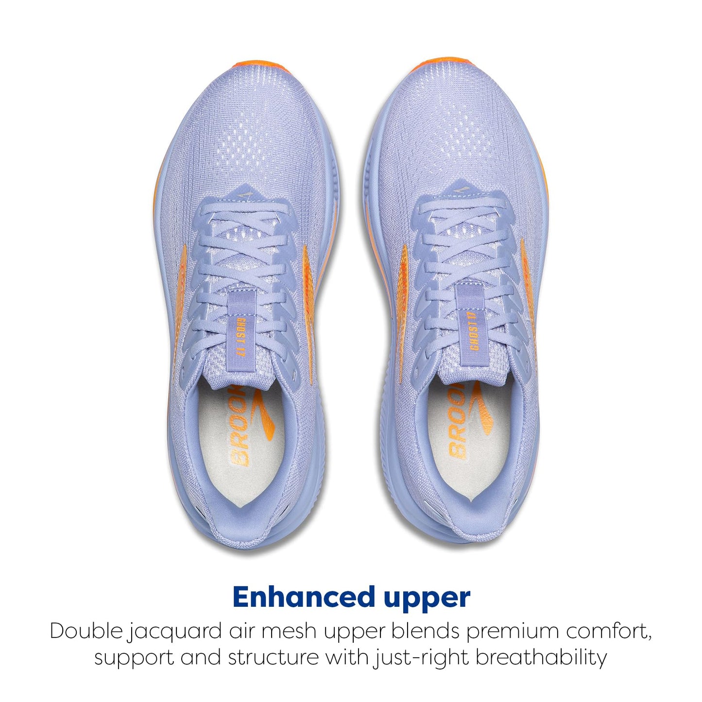 Brooks Women’s Ghost 17 Neutral Running Shoe - Blue Heron/White/Orange - 12 Medium