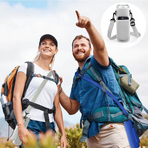 ZHMUYAOJY 3PCS Water Bottle Holder with Adjustable Shoulder Strap,Lightweight Water Bottle Carrier with Phone Pocket，Neoprene Water Bottle Bag for Men Women Camping Hiking Travelling