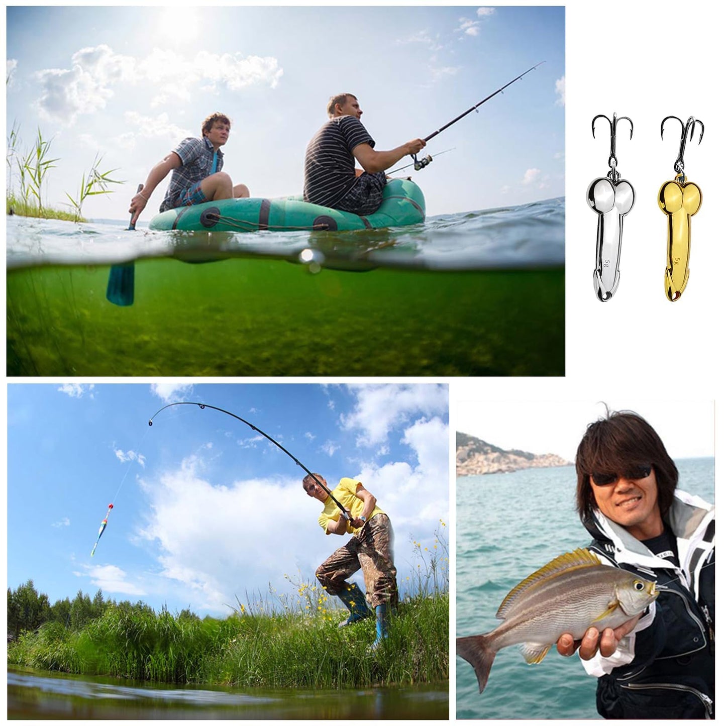 4Pcs Funny Fishing Lures for Freshwater and Saltwater Top Water Bass Fishing Lures Freshwater Saltwater Fishing Lures for Bass Swimbaits Bass Fishing Gear Fishing Gifts for Men Fishing Accessories
