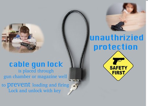 Lockforall Cable Gun Locks with Keys - Keyed Different 15" Cable Gun Safe Lock for Pistols, Rifles, and Shotguns, Home and Storage Firearm Locking and Safety, 15" * 4 Keyed Different Color
