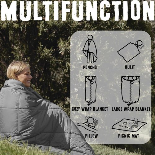 ZIPPIES 3M Thinsulate Insulation Puffy Camping Blanket for Cold Weather, Queen Size Warm Camping Quilt with Zipper, Waterproof Outdoor Sleeping Bag for Hammock, Cozy & Versatile Gift for Men and Women