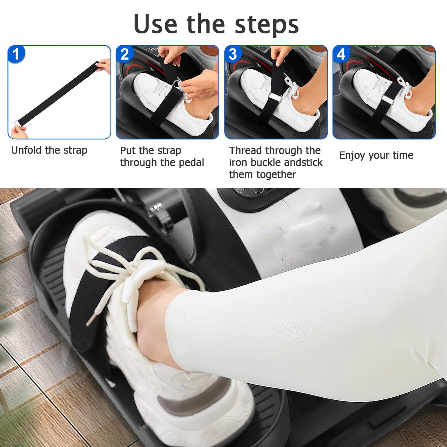 4 Pcs Ellipse Leg Exerciser Pedal Straps，Suitable for Under Desk Seated Leg Exerciser & Leg Pedal Exerciser for Senior Fitness Home Non-Slip Exercise Accessories