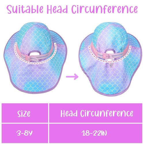 Sun Hat for Kids Anti-UV Girls Boys Sun Hats Wide Brim UPF 50+ Sun Protection Beach Hat with Adjustable Chin Strap