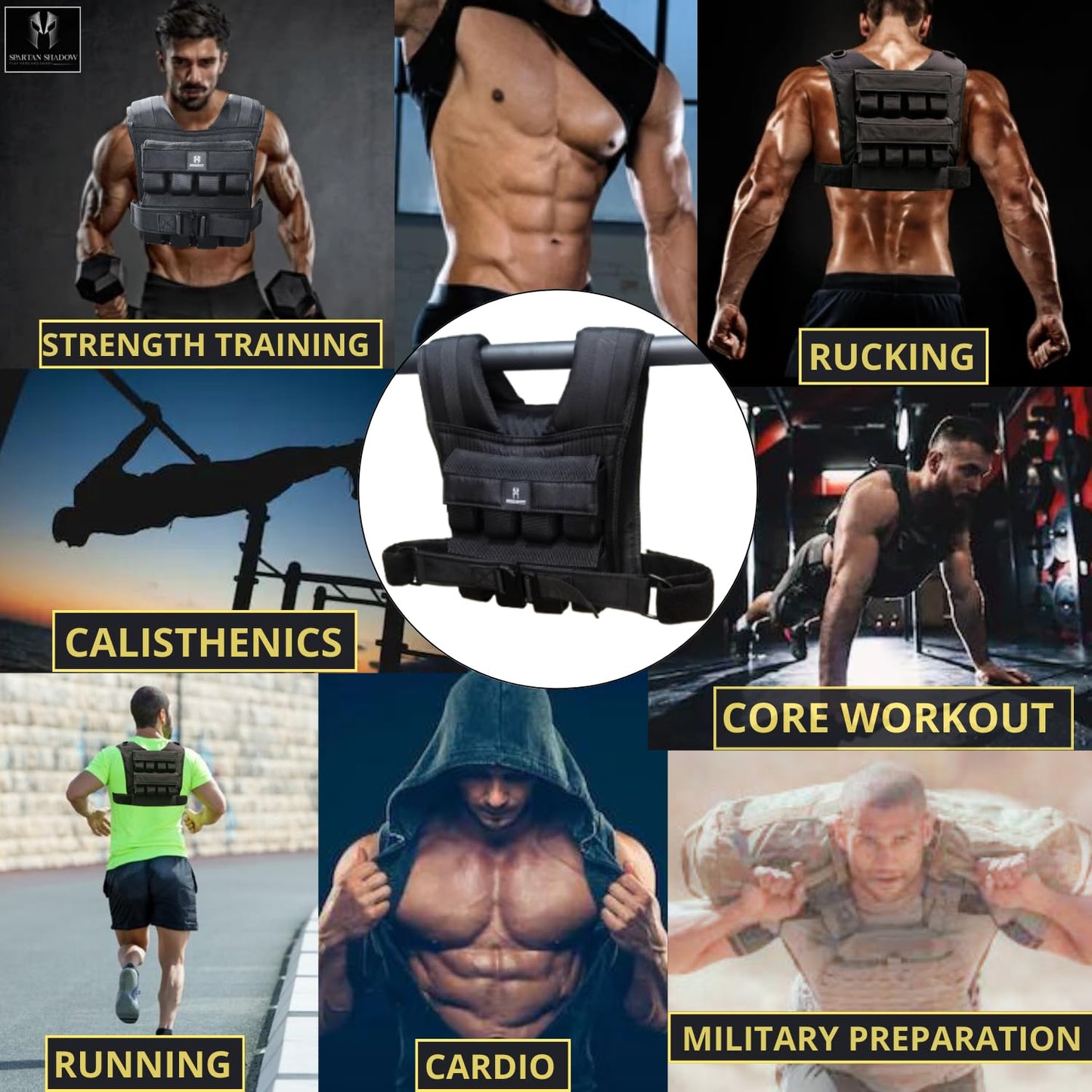 40 lb Weighted Vest - Adjustable Weighted Vest 40 lbs with iron weights. Tone fitness 40 pound weighted vest for men, for women 40lb. For walking, running, rucking. Strength Training Exercise - Workout vest