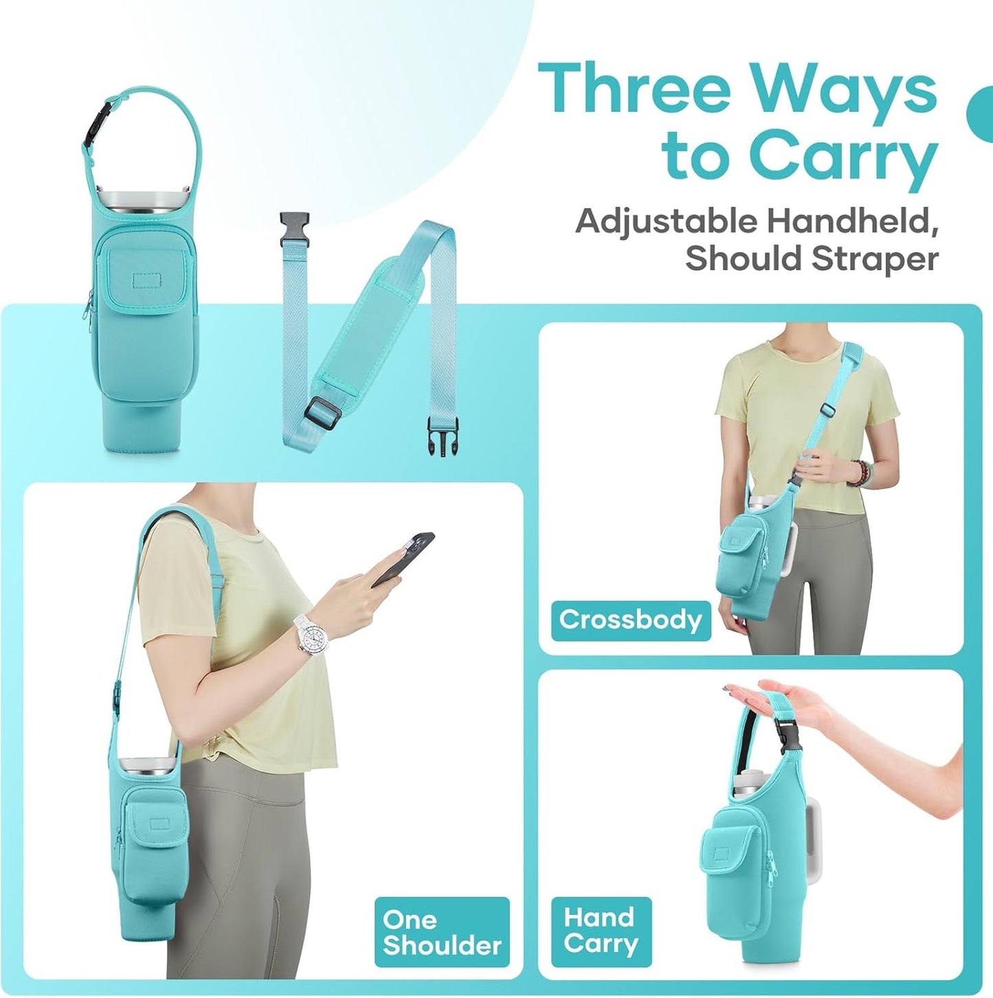 Insulated Neoprene Carrier Bag for Stanley 40/30oz Tumbler | Phone & Flap Pockets