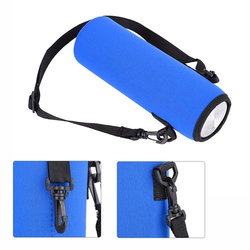 Naroote Water Bottle Holder with Strap, Blue, Sporty, Thermal Keeping Case for 1L Bottle, 7.5-9cm Diameter