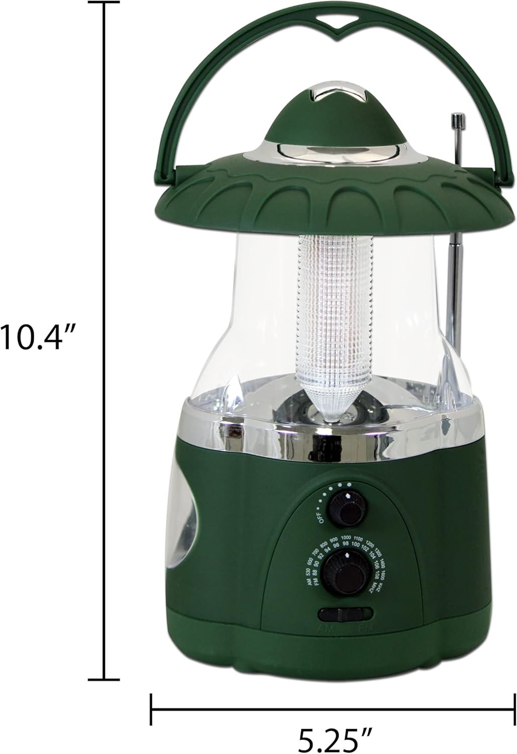 190485 12-LED Lantern with 4-LED Flashlight & AM/FM Radio (Green)