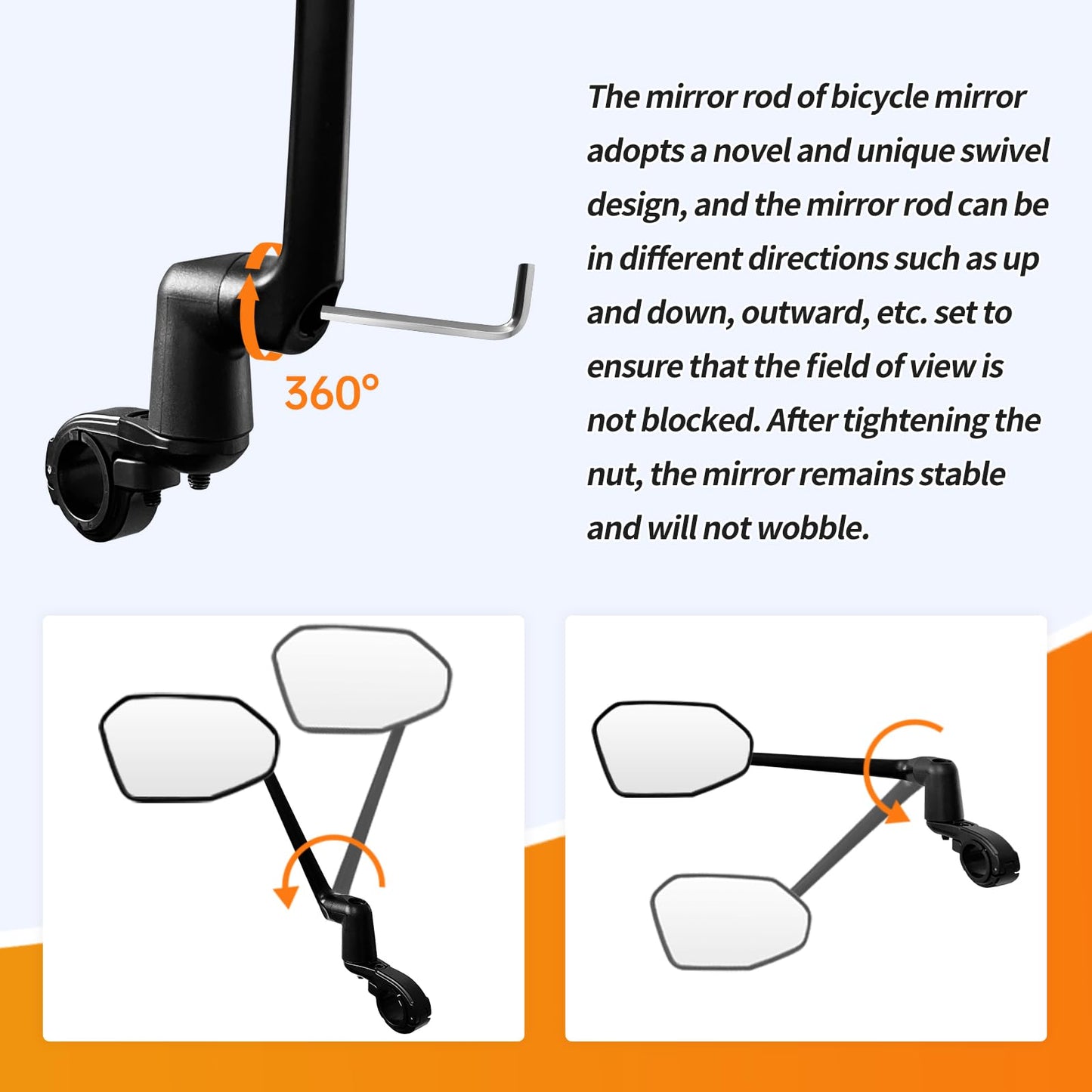 Homieway Bike Mirror, Aluminum Bicycle Mirror Handlebar Mount,Foldable & Adjustable HD Real Glass Cycle Mirror, Bike rear viewmirror for Ebike Scooter MTB (Left Handlebar 0.87-1 inch)