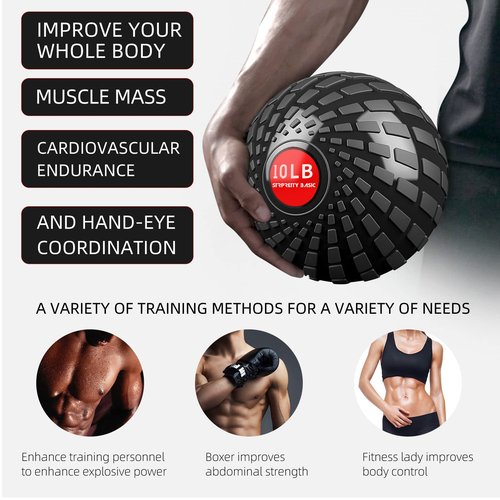STRPRETTY BASIC Medicine Ball 10 lbs Slam Ball Weighted Balls for Exercise Strength and Crossfit Workout (Dynamic Black)
