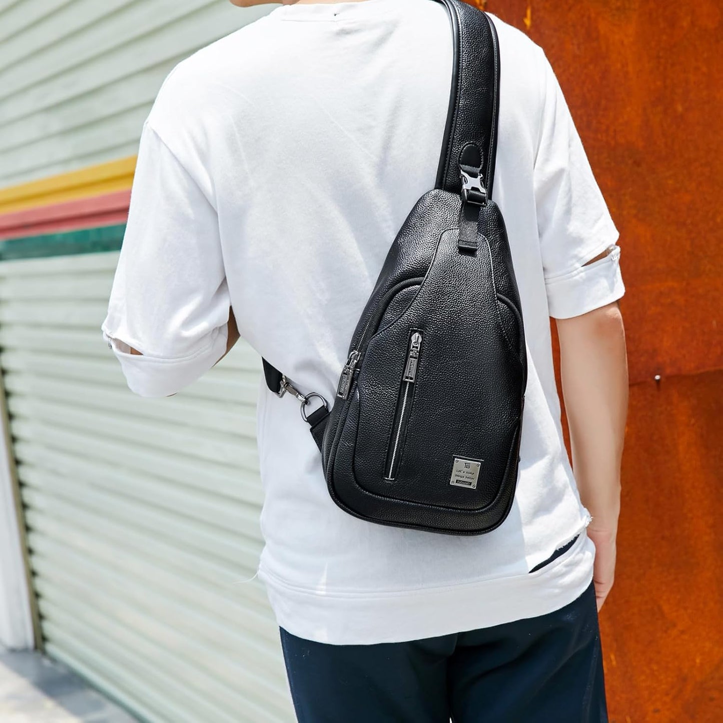 Small Sling Bag Crossbody Backpack Over the Shoulder Bag for Men Women Travel Outdoors, Lightweight Chest Pack (Small, Black)