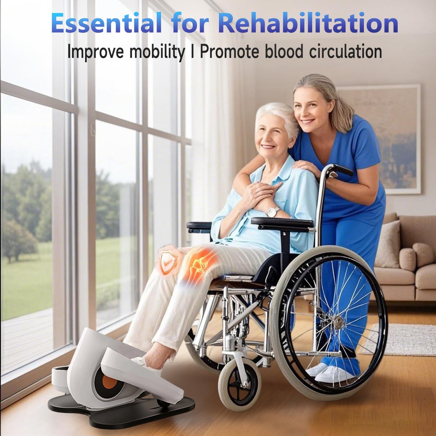 HJDFGSS Under Desk Elliptical Machine, Electric Ellipse Leg Exerciser as Seen on Tv for Seniors with 10 Adjustable,Pedal Exerciser,Exercise Equipment for Home (White)