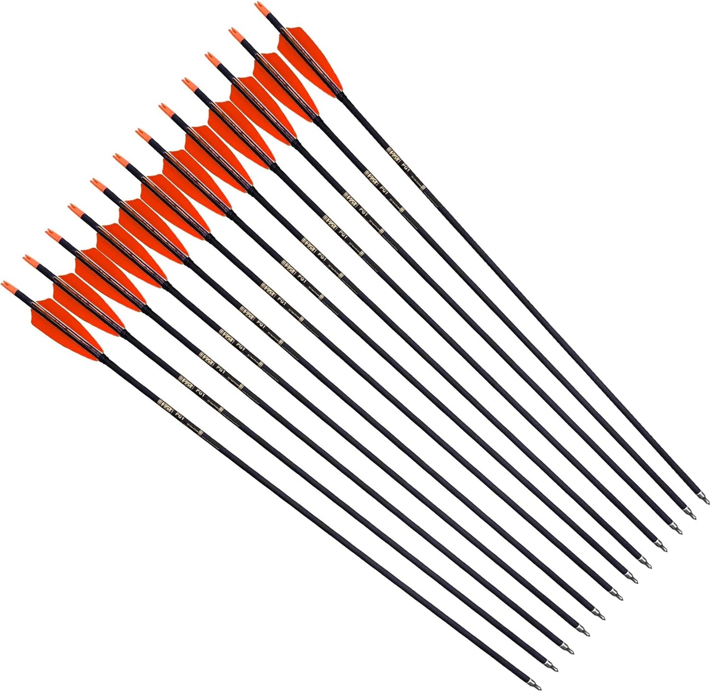 31-Inch Carbon Arrows Target Practice Hunting Arrow with 4" Shield Fletching spine 500 Arrows for Recurve Bow LongBow Compound Bow(Pack of 6)