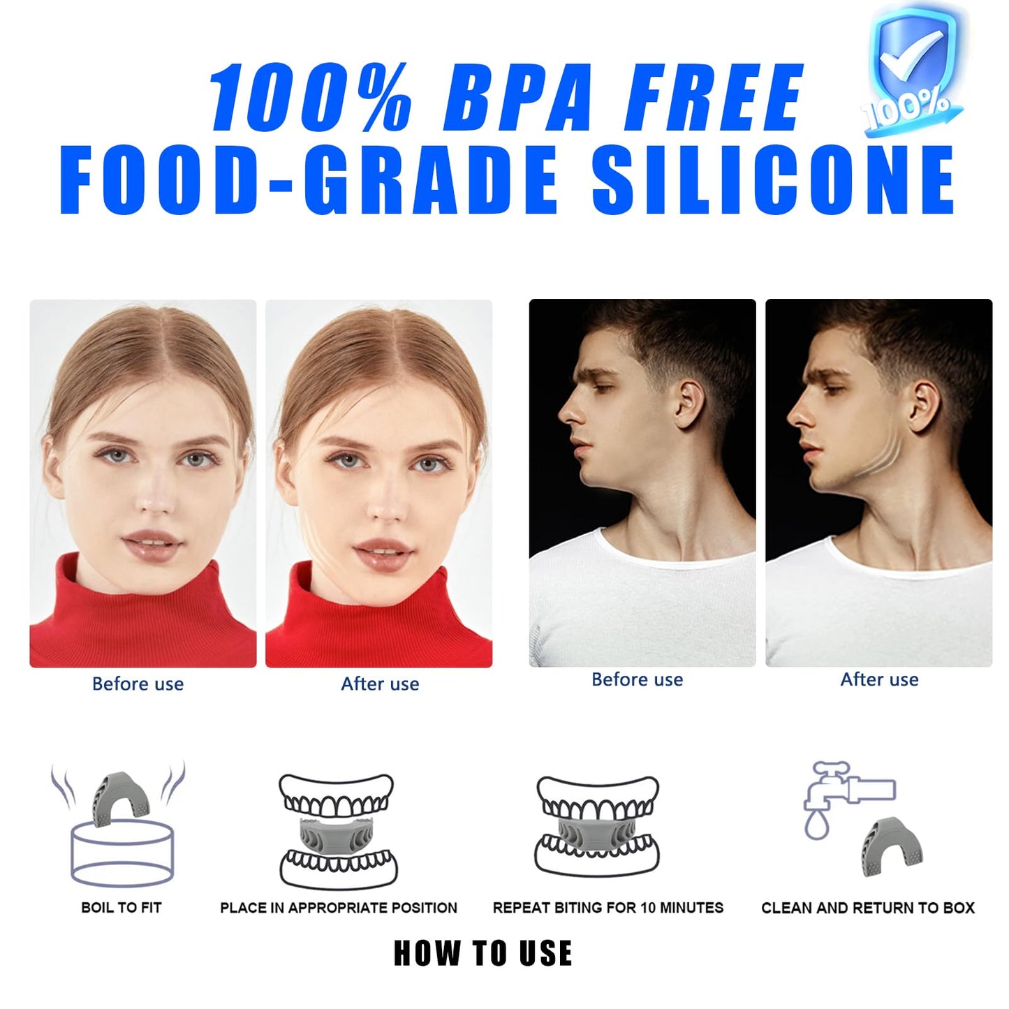 Jaw Exerciser,Jawline Exerciser for Men & Women,3 Resistance Jaw Trainer,Jaw Shark Toner, Jawline Shaper,Tighten & Tones,Facial Exerciser for Beginner Intermediate Advanced