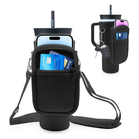 for Owala Stainless Steel Insulated Tumbler 40 oz, for Stanley 40 oz Tumbler, for Simple Modern 40 oz Tumbler,Water Bottle Cup Holder Cover Carrier Sling Bag with Strap, Pouch Pocket for Phone