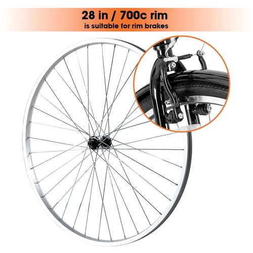 Hiland 28" x 1.75" Alloy Bike Rim Suit for 1.75 to 2.215 Inch Wide Tire and Rim Brake, Front & Back MTB Wheelset with 7 Speed Freewheel, Bolt On Axle, Bicycle Accessories for Adult Bikes
