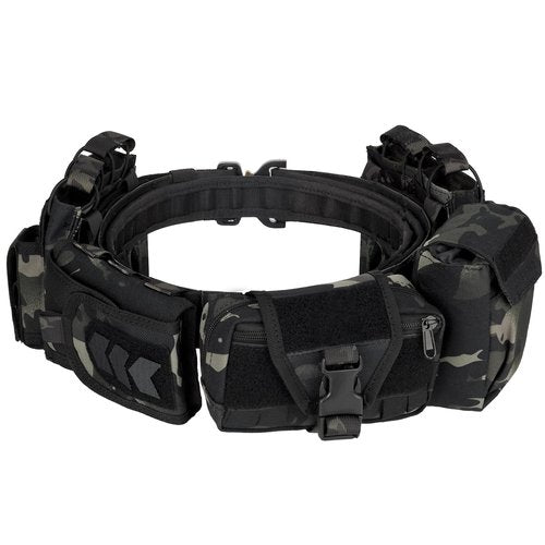 YAKEDA Tactical Battle Belt Duty Belts Law Enforcement Police Utility Belt With Pouches 7 in 1 (Black CP)