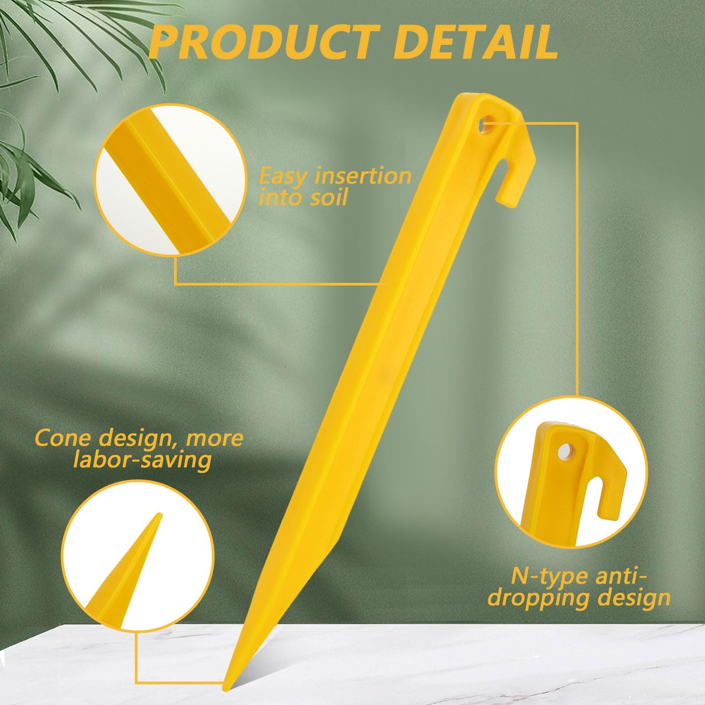 ABuff 80 PCS Plastic Tent Stakes 9 Inch Heavy Duty Tent Pegs Spike Hook for Camping Outdoor Sand Beach Halloween Christmas Garden Lawn Stakes, Light Safe Tent Stakes Sturdy Canopy Stakes Accessories