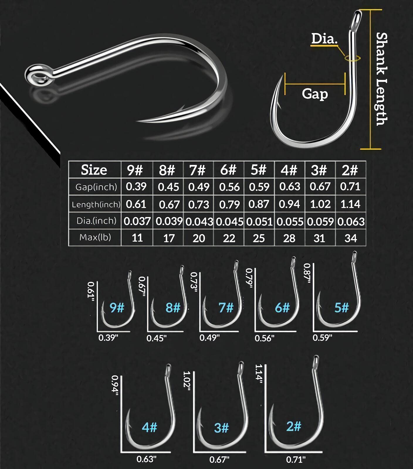 Fishing Hooks Freshwater Saltwater Fish Hooks Bulk Fishing Hooks Set 600PCS Worm Catfish Hooks Fish Gear Equipment Supplies (600PCS)