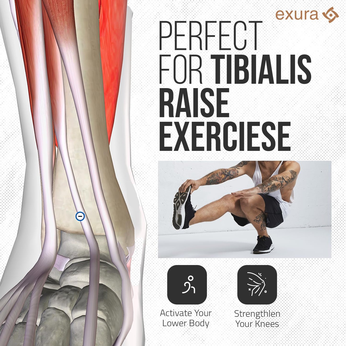 Exura Tib Bar Adjustable Fits Both 2 And 1 Inch Plates, Premium Quality Tibialis Trainer, Calf Raise, Tibialis Bar, Ben Atg Equipment, Atg Tib, Tibialis Raise, Calf Trainer