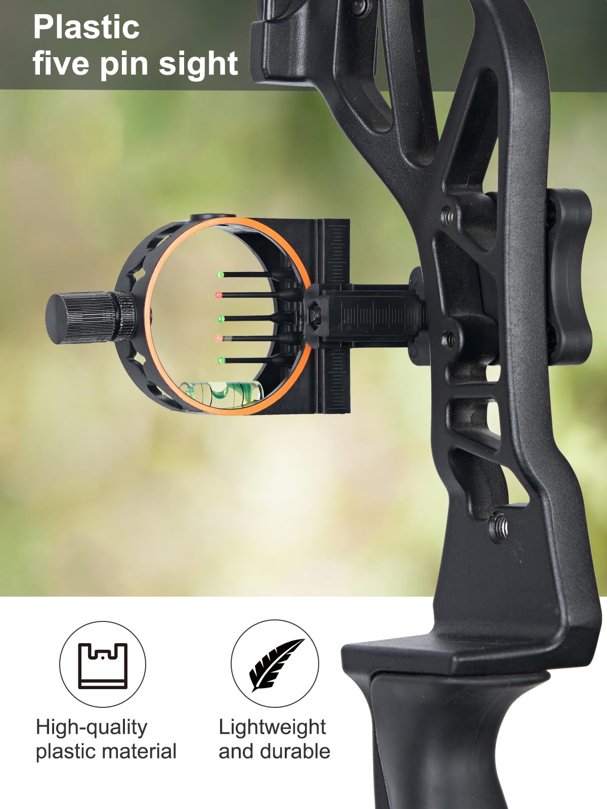 5-Pin Bow Sight with LED Sight Light Reversible Mount Design Archery Sight