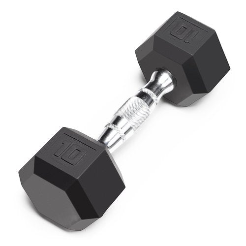 Marcy Classic Rubber Hex Dumbbell with Knurled Grip for Strength Training and Bodybuilding 10-lbs Single Dumbbell IBRH-010