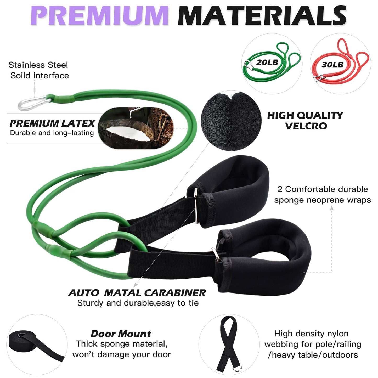 ATENTO Resistance Pilates System Reformer Style Pilates Lightweight Portable Pilates for Home Gym, 2 Pcs Resistance Bands,1 Door Anchor,1 Exercise Straps,1 Handle Straps