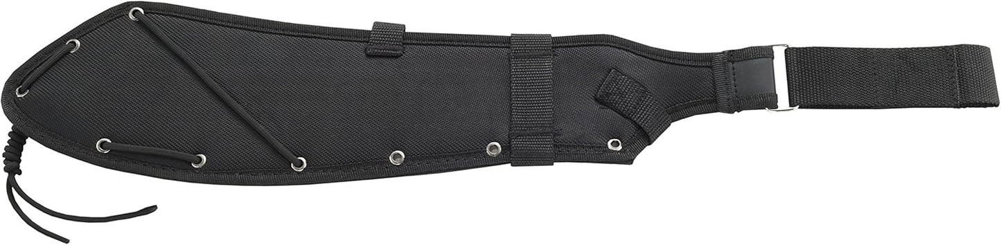 CRKT Halfachance Fixed Blade Parang Machete: 18 Inch Black Powder Coated Carbon Steel Parang Style Blade with Nylon Sheath for Survival, Hunting & Camping K920KKP