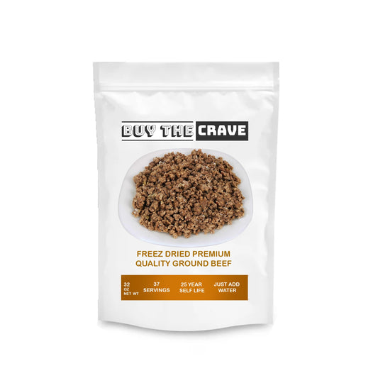 Freeze Dried USDA Ground Beef | Pre-Cooked Shelf Meat for Survival Emergency Food Supply, Meal Prep, MRE and Backpacking/Camping | Made in USA | Shelf Live 25+ Years | 32 Oz